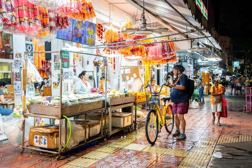 Bangkok by Night Cycling Tour with Street-food Meal - The Grand Palace, Memorial Bridge, and city lights