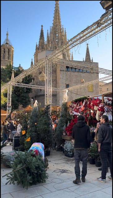 Barcelona: Christmas Lights and Markets Bike Tour - Hospital de Sant Pau under Christmas lights