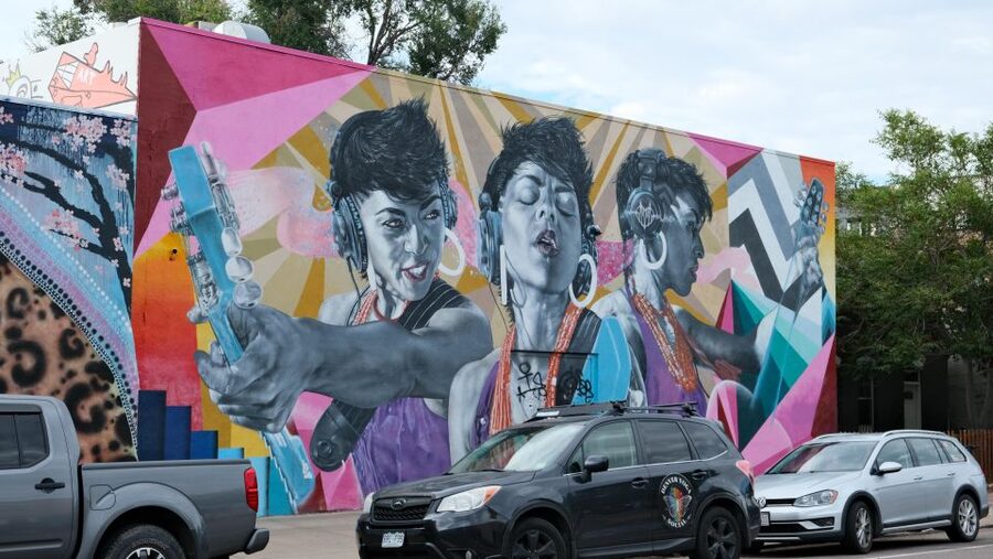 Denver's Highlights: A Guided Bike or Ebike Adventure - The performing arts district and the Big Blue Bear