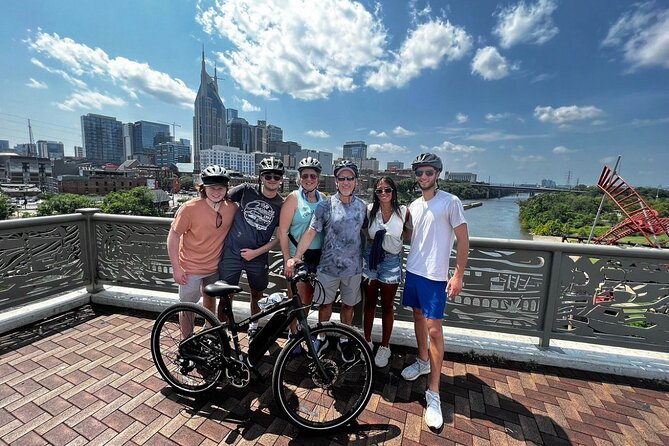 Downtown Nashville's Hidden Gems E-bike Tour - Crossing the Cumberland River on the pedestrian bridge