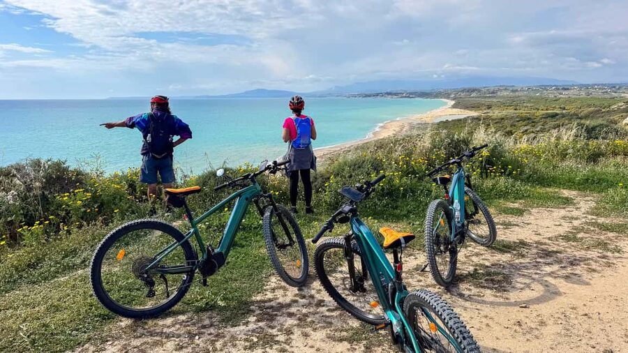 E-Bike: Adventure to the Scala dei Turchi, Sicilian Villages, and a food experience - Riding toward Scala dei Turchi