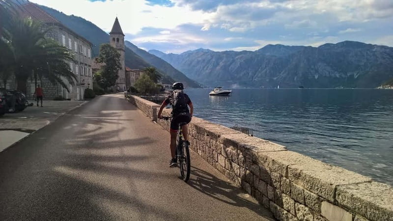 From Kotor: Boating, Kayaking, & Cycling Tour - Prčanj’s church and quiet waterfront